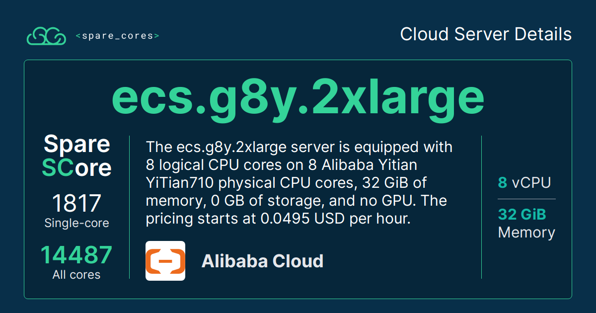 ecs.g8y.2xlarge by Alibaba Cloud - Spare Cores