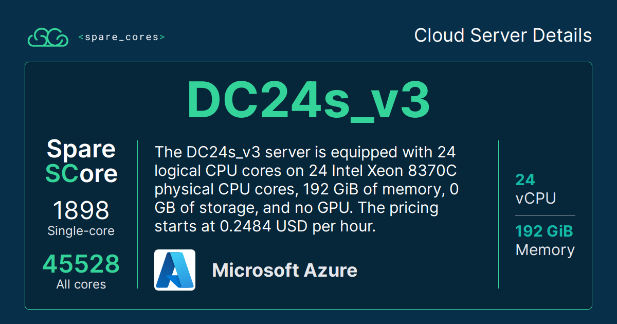 DC24s_v3 by Microsoft Azure - Spare Cores