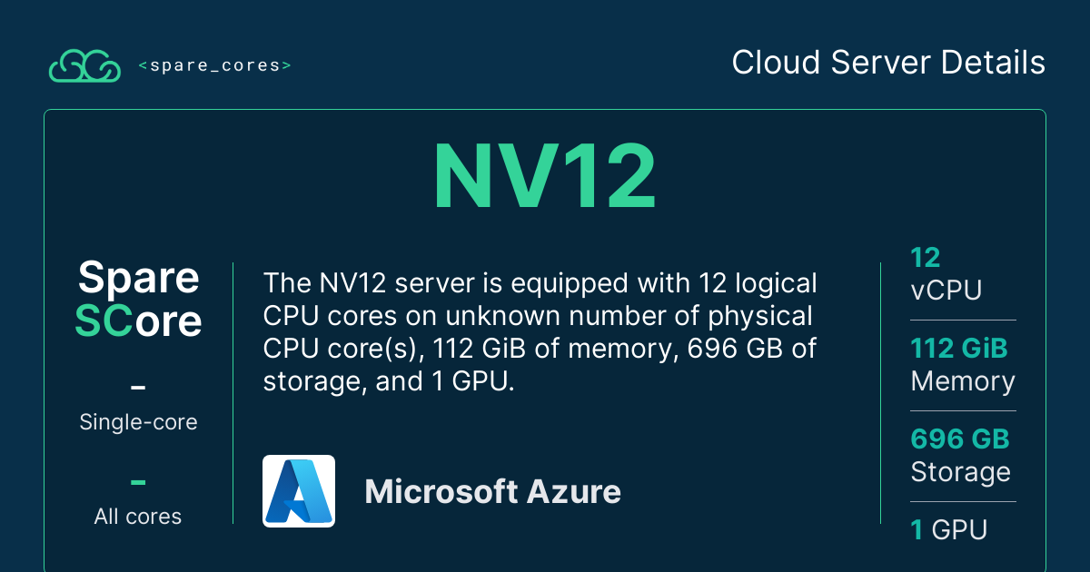 Nv12 Layout NV12 by Microsoft Azure - Spare Cores