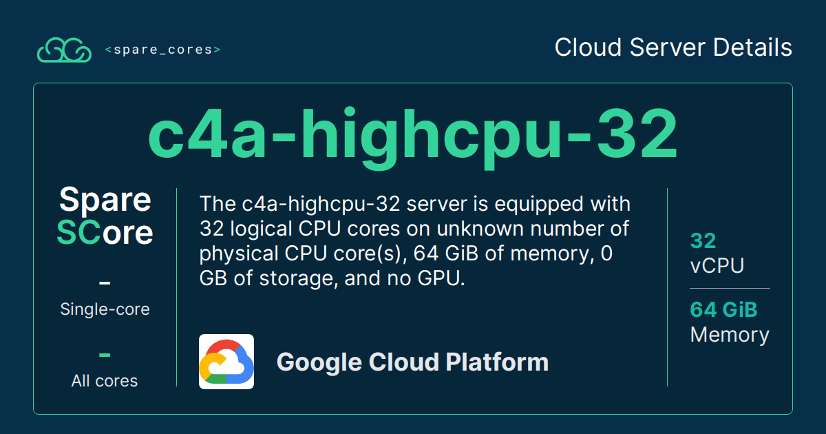 c4a-highcpu-32 by Google Cloud Platform - Spare Cores
