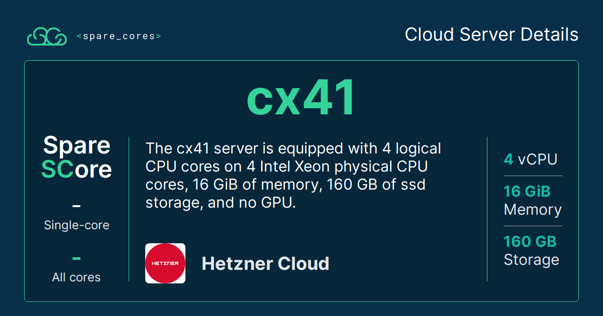 cx41 by Hetzner Cloud - Spare Cores